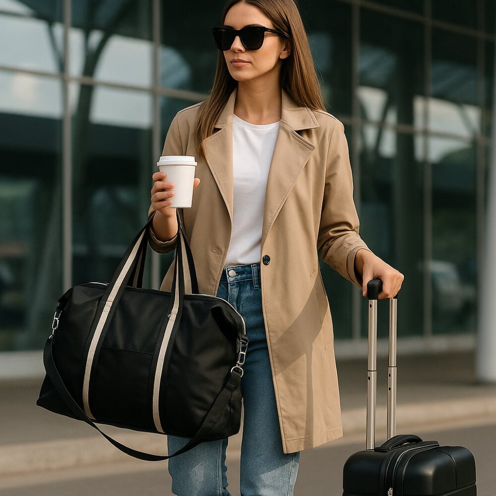 BUNDLE OF 6 - Black Nylon Travel Bag, Overnight & Sports Duffle, Water-Resistant